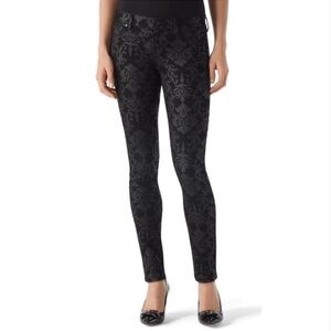 WHBM Straight Ankle Jean XS Short NWOT $68 Black Damask